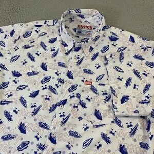 Dixxon Flannel "Motor Boatin"‎ Shirt Mens 3XL Button Down Hawaiian Funny Pocket